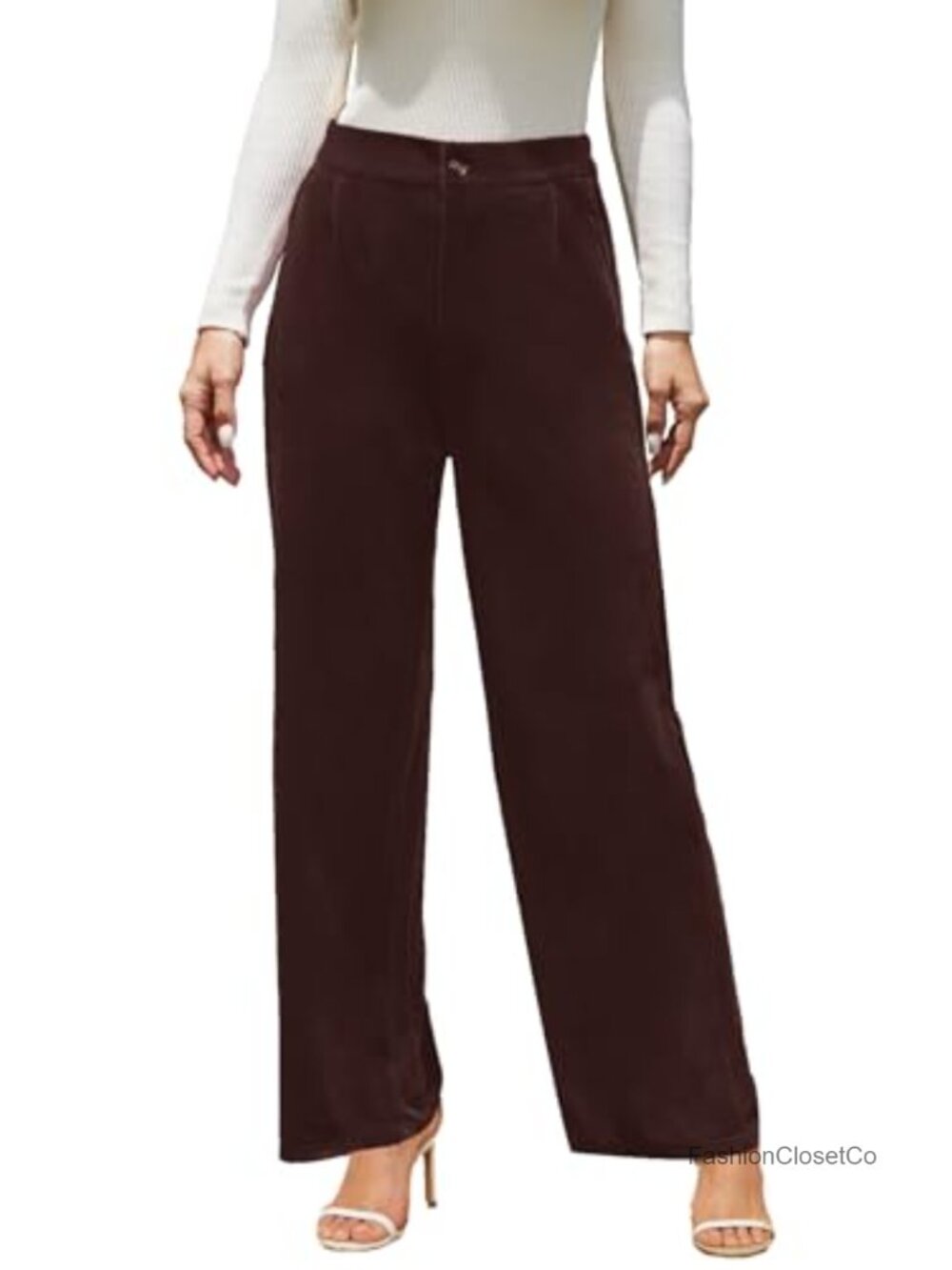 Velvet Wide Leg Palazzo Pants High Waisted Stretchy Dress Pants
